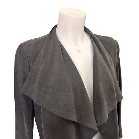 MaxMara Pura Seta Gray Open Front Waterfall Lightweight SILK Cardigan size 10 - Picture 3 of 10